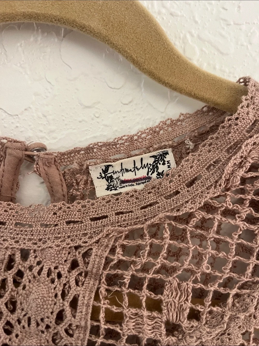 Anthropologie Crochet Lace Bodysuit Sweater - Mauve
